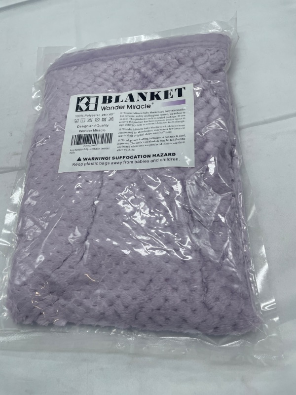 Photo 2 of Fuzzy Blanket or Fluffy Blanket for Baby, Soft Warm Cozy Coral Fleece Toddler, Infant or Newborn Receiving Blanket for Crib, Stroller, Travel, Decorative (28Wx40L, XS-Lavender)