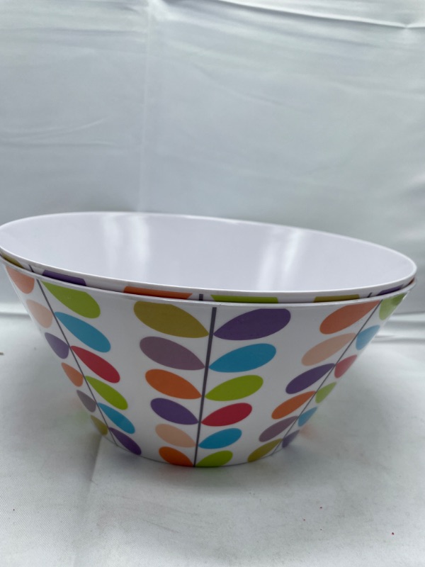 Photo 1 of 2 pack larger plastic bowls with multi color new 