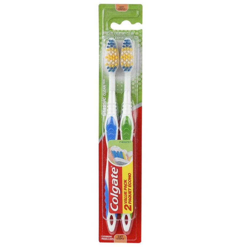 Photo 1 of 12 Colgate Classic Clean Full Head Toothbrush, Soft, 2 Count (Pack of 6)