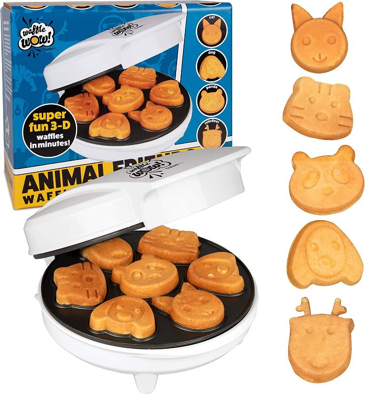 Photo 1 of Animal Mini Waffle Maker- Make 7 Fun, Different Shaped Pancakes Including a Cat, Dog, Reindeer & More- Electric Nonstick Waffler Iron, Pan Cake Cooker Makes Fun Holiday Breakfast, Unique Gift for Kids