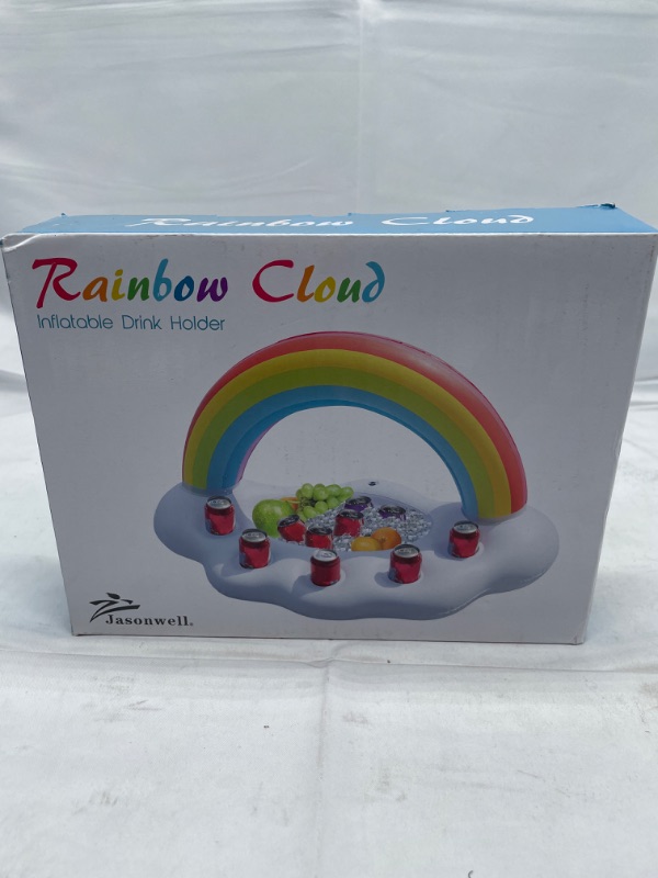 Photo 2 of Jasonwell Inflatable Rainbow Cloud Drink Holder Floating Beverage Salad Fruit Serving Bar Pool Float Party Accessories Summer Beach Leisure Cup Bottle Holder Water Fun Decorations Toys Kids Adults