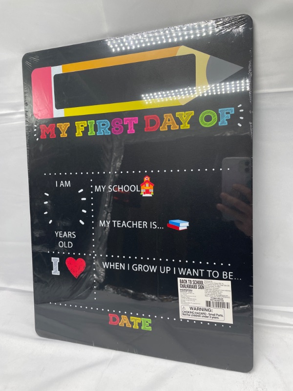 Photo 3 of Horizon Group USA My First Day/Last Day of School Wooden Chalk Board, Reversible 12 X 16 Photo Prop, Reusable, Double-Sided Chalkboard Sign, Back to School Essential for Preschool, Elementary School