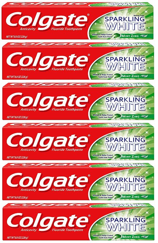 Photo 1 of Colgate Sparkling White Whitening Toothpaste, Mint - 8 Ounce (6 Pack)