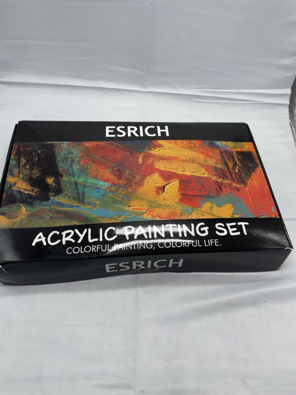 Photo 2 of Acrylic Painting Set with 1 Wooden Easel 3 Canvas Panels30 pcs Nylon Hair Brushes 3 PCS Paint Plates and 2 PCS of 12ml Acrylic Paint in 12 Colors for Acrylic Painting Artist Professional Kit