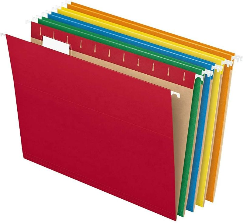 Photo 1 of Pendaflex Hanging File Folders, Letter Size, Assorted Colors, 1/5-Cut Adjustable Tabs, 25 Per Box (81663)