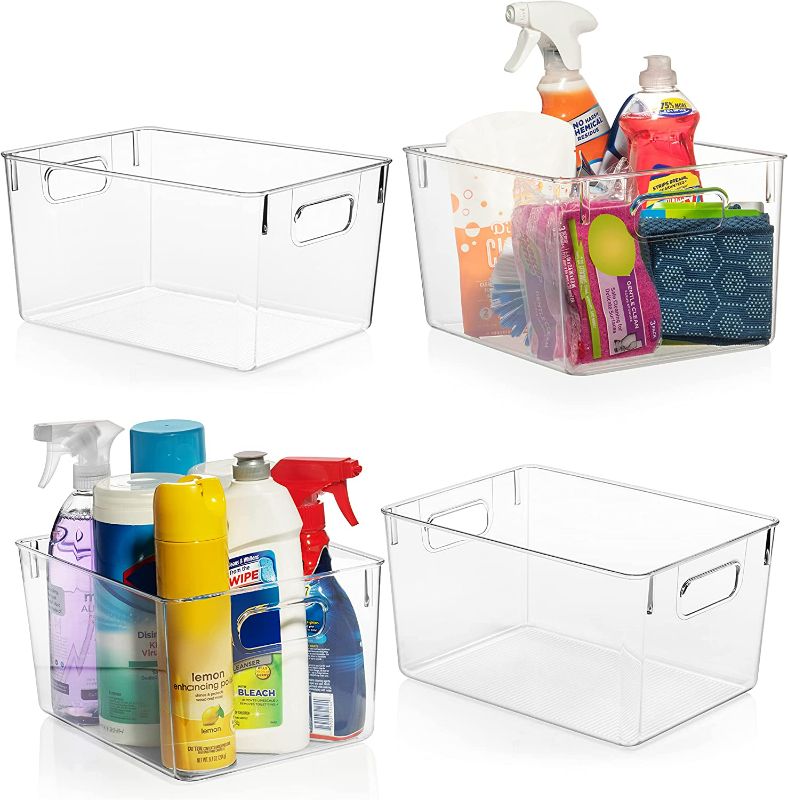 Photo 1 of 6 piece ClearSpace Plastic Storage Bins – Perfect Kitchen Organization or Pantry Storage – Fridge Organizer, Pantry Organization and Storage Bins, Cabinet Organizers