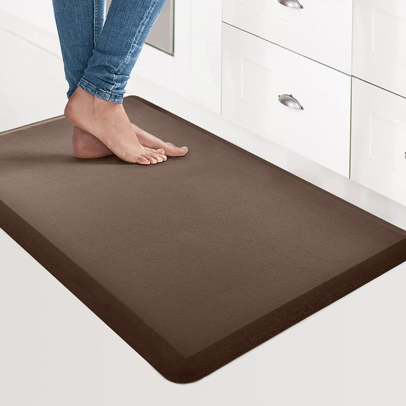 Photo 1 of  2 pack Anti Fatigue Mat - 1/2 Inch Cushioned Kitchen Mats - Non Slip Foam Comfort Cushion for Standing Desk, Office or Garage Floor (17.3"x28", Brown)