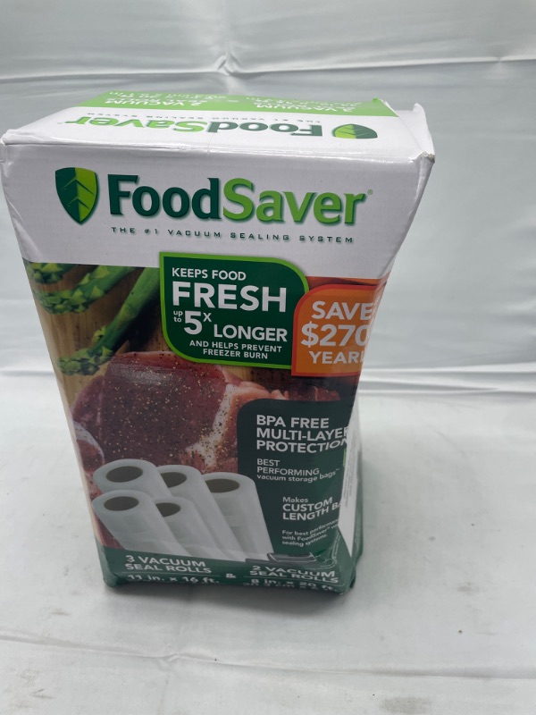 Photo 2 of FoodSaver Vacuum Sealer Bags, Rolls for Custom Fit Airtight Food Storage and Sous Vide, 8" (3 Pack) and 11" (2 Pack) Multipack