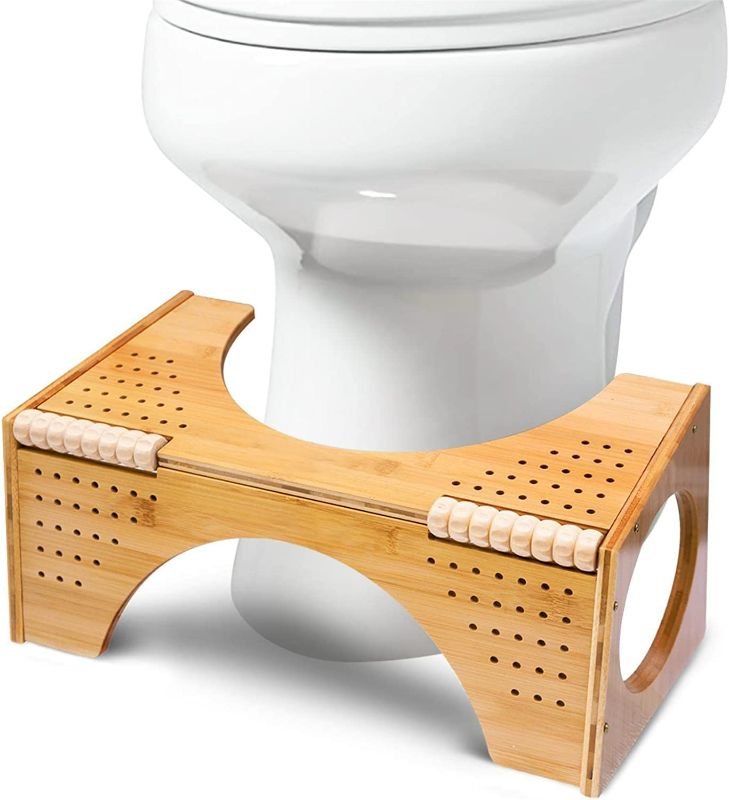 Photo 1 of Bamboo Squatting Toilet Stool, 7" & 9" Toilet Stool, Non-Slip Bamboo Toilet Step Stool, 2-in-1 Portable Bathroom Squatting Urinal