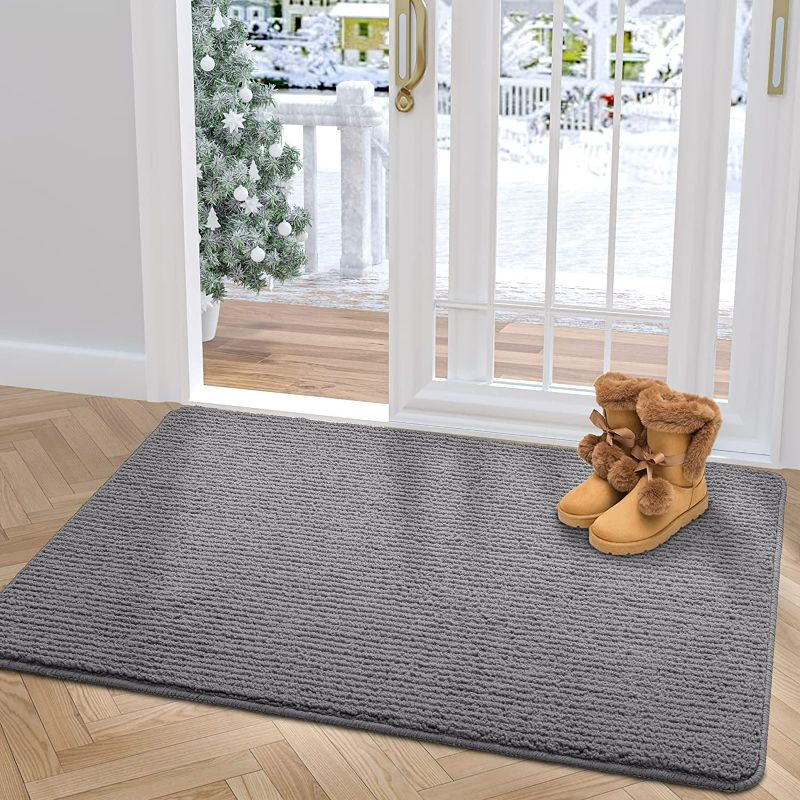 Photo 1 of DEXI Door Mat Indoor Rug Inside Front Entrance Non-Slip Low Profile Washable for Entryway 19.5"x31.5",Grey