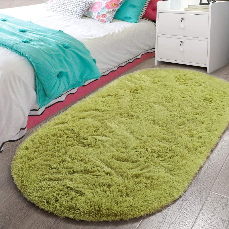 Photo 1 of LOCHAS Luxury Fluffy Carpet Soft Children Rugs Throw Carpets Modern Shaggy Area Rug for Bedroom Bedside Home Decor 2.6' x 5.3', Green