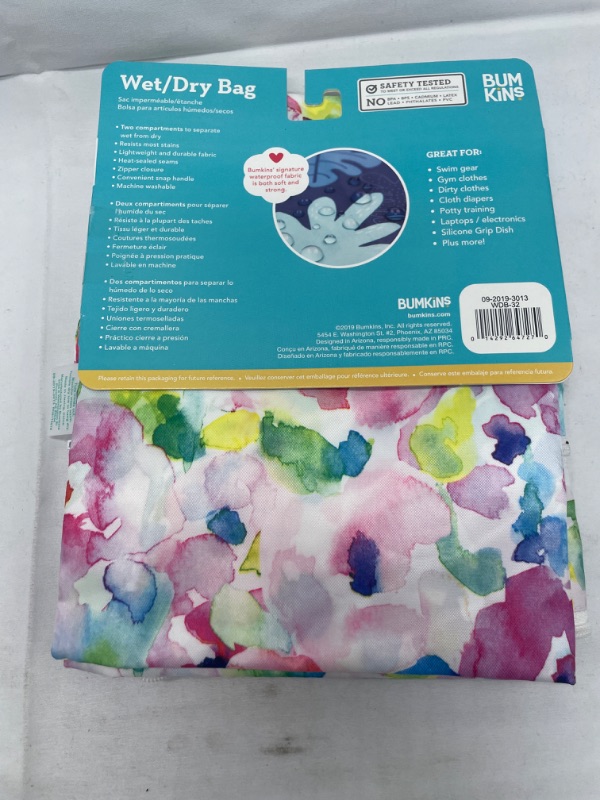 Photo 4 of Bumkins Waterproof Wet Bag/Dry Bag, Washable, Reusable for Travel, Beach, Pool, Stroller, Diapers, Dirty Gym Clothes, Wet Swimsuits, Toiletries, 12 x 16 – Watercolor