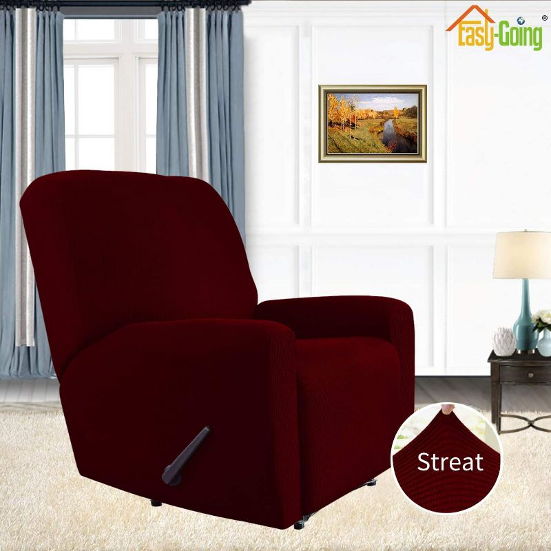 Photo 2 of Easy-Going Thickened Recliner Stretch Slipcover, Sofa Cover, Furniture Protector with Elastic Bottom, 4 Pieces Couch Shield, Sturdy Fabric Slipcover, for Pets,Kids,Children,Dog (Recliner,Wine)