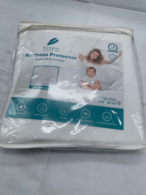 Photo 2 of viewstar Queen Mattress Protector, Waterproof Mattress Cover, Cooling Bed Cover with Breathable Cotton Terry Surface, Vinyl Free and Fitted Sheet Style Pad Fits Up to 18", Machine Washable, 60" x 80"