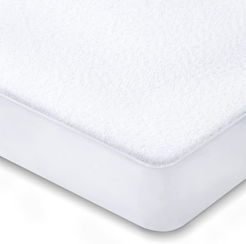 Photo 1 of viewstar Queen Mattress Protector, Waterproof Mattress Cover, Cooling Bed Cover with Breathable Cotton Terry Surface, Vinyl Free and Fitted Sheet Style Pad Fits Up to 18", Machine Washable, 60" x 80"