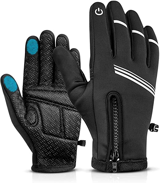 Photo 1 of Hikenture Winter Cycling Gloves for Men and Women - Thermal Full Finger Bike Gloves - Touch Screen Windproof Warm Non-Slip Road Mountain Bicycle Gloves for Running,Driving,Hiking,and Skiing