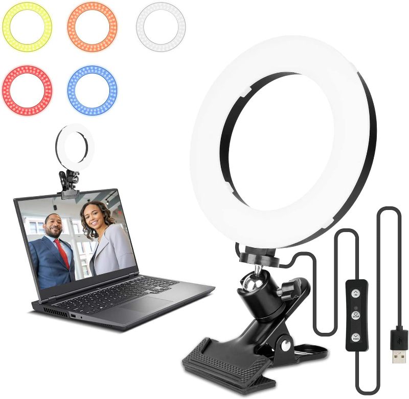 Photo 1 of Emart Video Conference Lighting, Dimmable Zoom Lighting with Color Filters, Monitor Clip On, 11 Level Brightness, Computer Laptop Ring Light for Selfie/Game Streaming/YouTube Video Photography