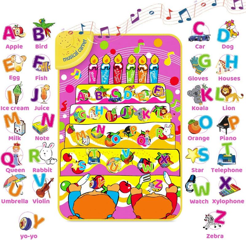 Photo 3 of GIKPAL Alphabet Musical Toy Mat, “from A to Z” Learning Mat for Educational, Floor Play Mat with Quiz and Disc Modes for Babies and Toddlers