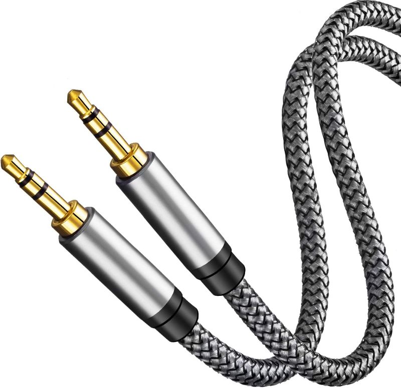 Photo 1 of Aux Cable 25Ft,Tan QY 3.5mm Male to Male Auxiliary Audio Stereo Cord Compatible with Car,Headphones, iPods, iPhones, iPads,Tablets,Laptops,Android Smart Phones& More (25Ft/8M, Silver)