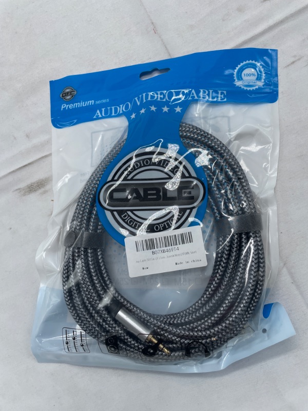 Photo 1 of Aux Cable 25Ft,Tan QY 3.5mm Male to Male Auxiliary Audio Stereo Cord Compatible with Car,Headphones, iPods, iPhones, iPads,Tablets,Laptops,Android Smart Phones& More (25Ft/8M, Silver)