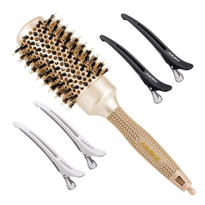 Photo 1 of AIMIKE Round Brush for Women Blow Drying, Nano Thermal Ceramic & Ionic Tech Hair Brush, Medium Round Barrel Brush with Boar Bristles, Professional Roller Brush for Styling and Blowout Volume, 1.7 Inch