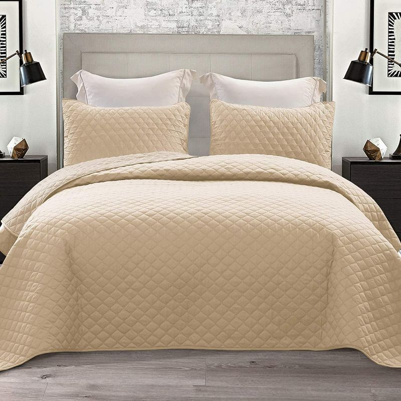 Photo 1 of Exclusivo Mezcla Ultrasonic 2 Piece Twin Size Quilt Set with Pillow Sham, Lightweight Bedspread/ Coverlet/ Bed Cover - (Camel, 68"x 88")