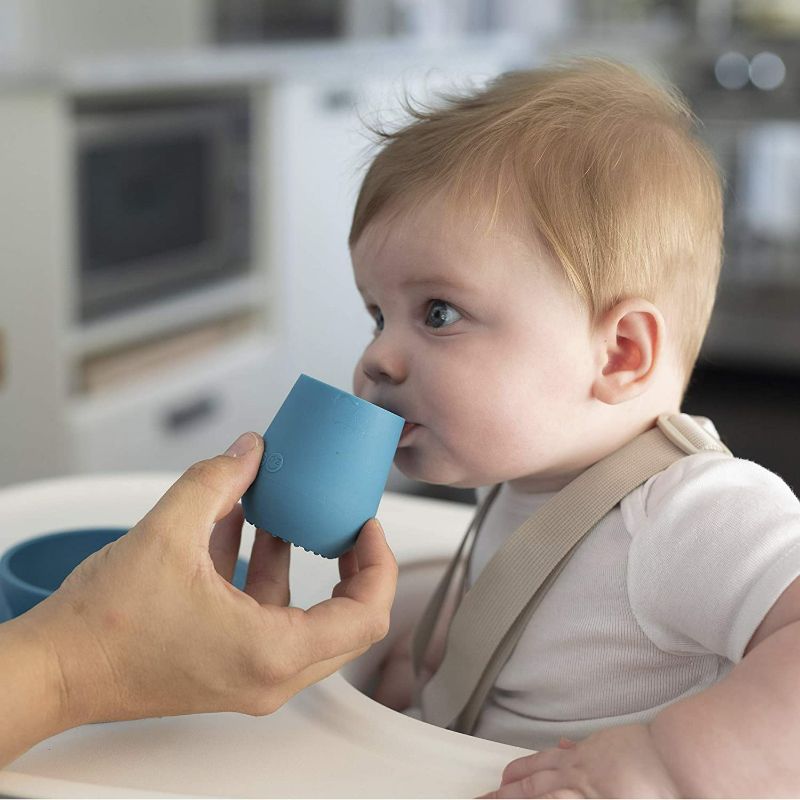 Photo 3 of ez pz Tiny Cup (Gray) - 100% Silicone Training Cup for Infants - Designed by a Pediatric Feeding Specialist - 4 months+