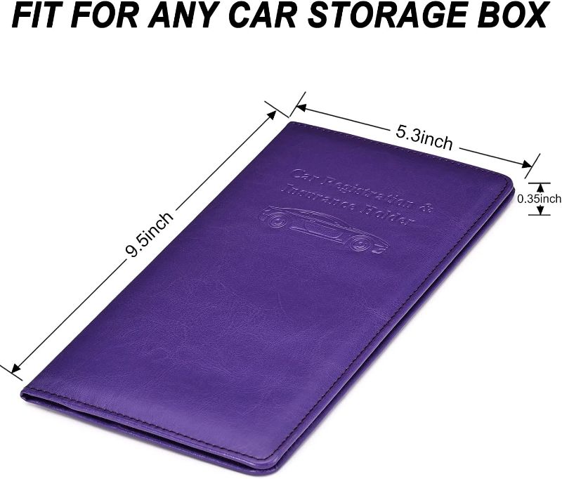 Photo 2 of HERRIAT Car Registration and Insurance Card Holder - Leather Vehicle Glove Box Automobile Documents Paperwork Wallet Case Organizer for ID, Driver's License, Key Contact Information Card