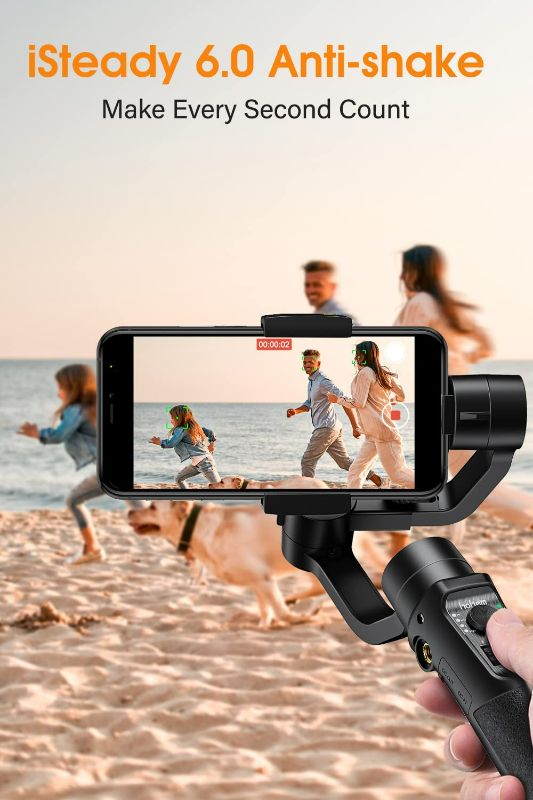 Photo 2 of Gimbal Stabilizer for Smartphone, 3-Axis Phone Gimbal for Android and iPhone 14,13,12 PRO, Stabilizer for Video Recording with Face/Object Tracking, 600 °Auto Rotation - hohem iSteady Mobile Plus