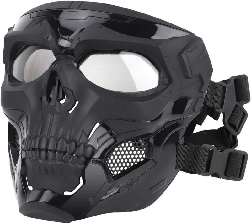 Photo 1 of AOUTACC Airsoft Mask Skeleton Skull Mask with Goggles full face Protective Paintball Mask Adjustable Tactical Mask for Halloween Paintball Game Movie Props Party Cosplay Outdoor Activities(Black)