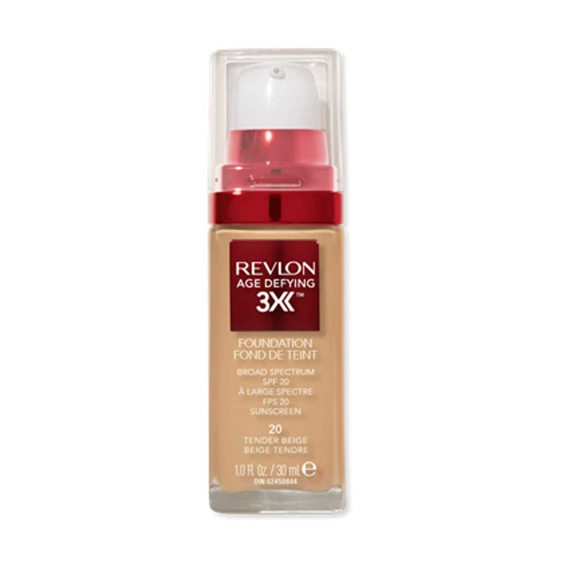 Photo 3 of Revlon Age Defying 3X Makeup Foundation, Firming, Lifting and Anti-Aging Medium, Buildable Coverage with Natural Finish SPF 20, 020 Tender Beige, 1 fl oz