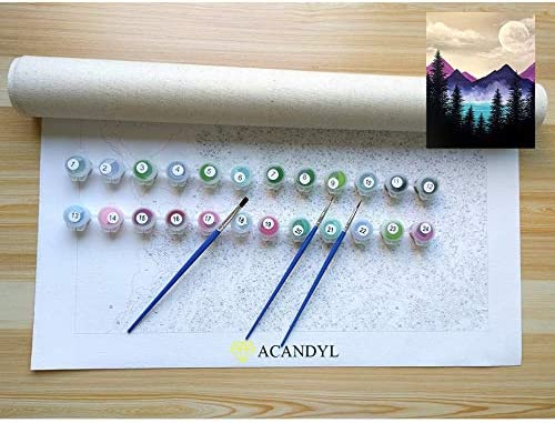 Photo 1 of ACANDYL Adults Paint by Number DIY Paint by Number Kit for Adults Kids Beginner DIY Canvas Painting by Numbers Painting Acrylic Painting Home Decoration Paint by Number Mountains 16x20 Inch