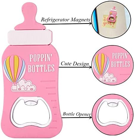Photo 3 of 12 Pack Poppin Bottle Shaped Bottle Opener Girl Baby Shower Favor 1st Birthday Gifts for Guest Kids Birthday Party Favor Mom-To-Be Party Souvenir/Keepsake,Baby Shower Decoration (Pink, 12)