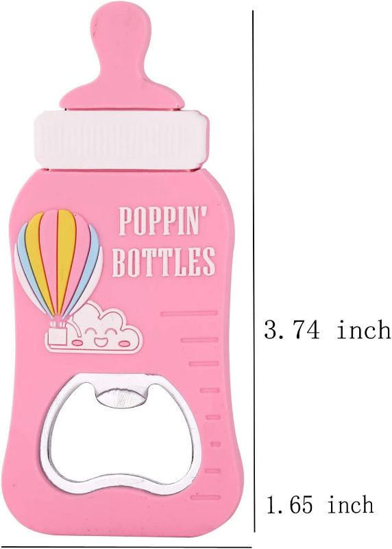 Photo 2 of 12 Pack Poppin Bottle Shaped Bottle Opener Girl Baby Shower Favor 1st Birthday Gifts for Guest Kids Birthday Party Favor Mom-To-Be Party Souvenir/Keepsake,Baby Shower Decoration (Pink, 12)