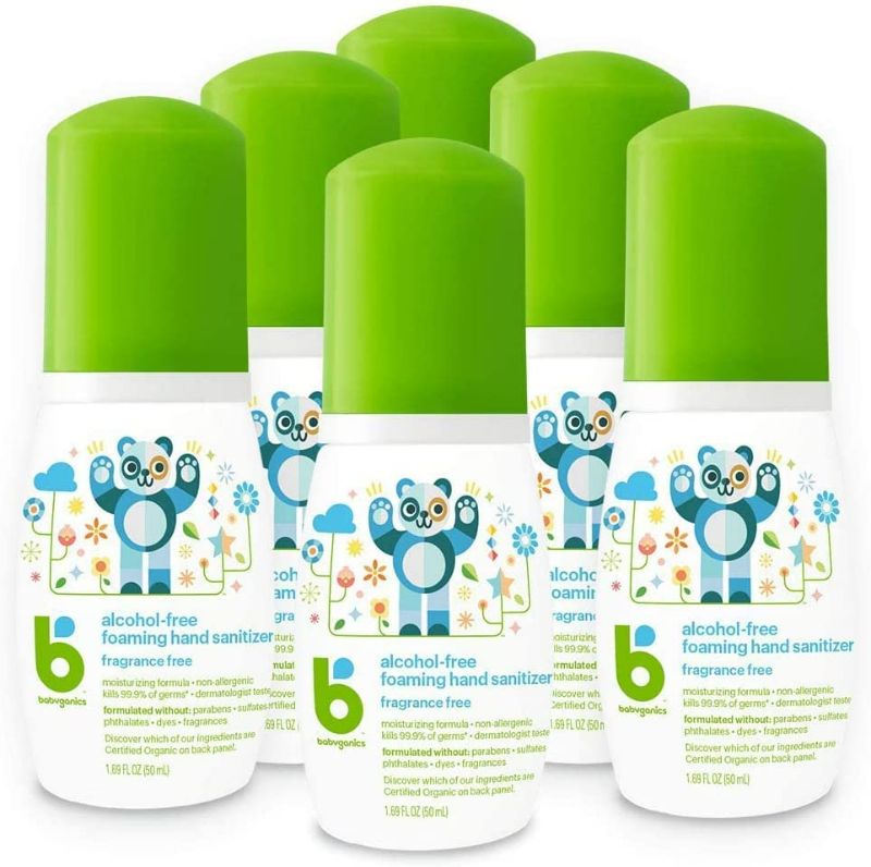 Photo 1 of Babyganics Foaming Pump Hand Sanitizer, Alcohol Free, Travel Size, Fragrance Free, Kills 99.9% of Germs, 1.69oz- (Pack of 6)