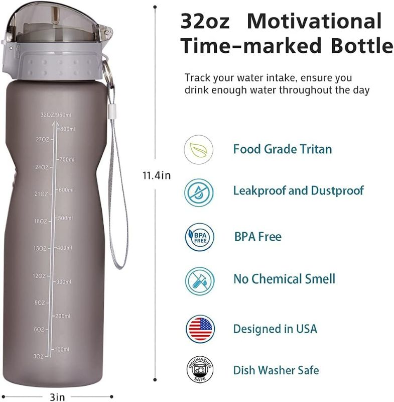 Photo 4 of NOOFORMER 24oz / 32oz / 50oz Motivational Water Bottle with Time Marker & Straw- Water Tracker Bottle Leakproof BPA Free for Fitness Sports Outdoors and Office