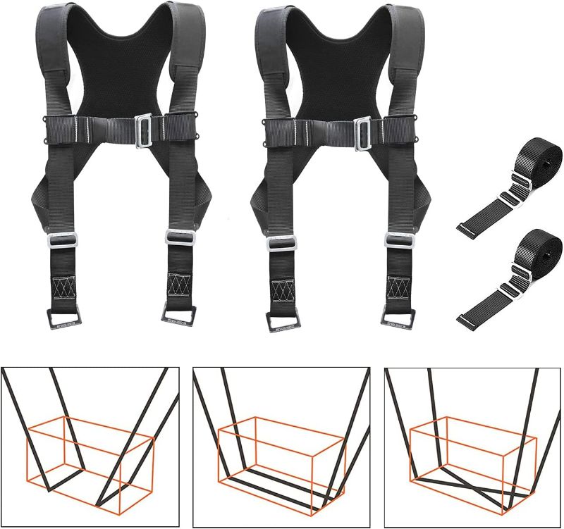 Photo 2 of Furniture Moving Straps, Adjustable Shoulder Harness Lifting Straps with Chest for 2 Person Moving Furniture, Mattress or Heavy and Oversized Appliances(Upgrade Black)