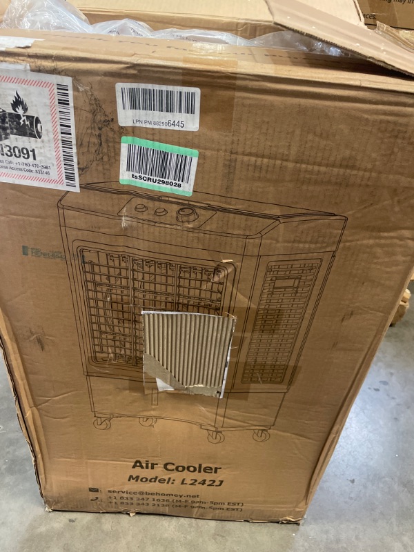 Photo 4 of Evaporative Cooler, Windowless Air Conditioner Swamp Cooler with 4 Ice Packs & 2943CFM Fan Evaporative Cooler Humidifier with 5.28  Gal Water Tank Remote Control Scroll Casters for Home Garage Office SEE PHOTO HAS NOBS NOT BUTTONS 