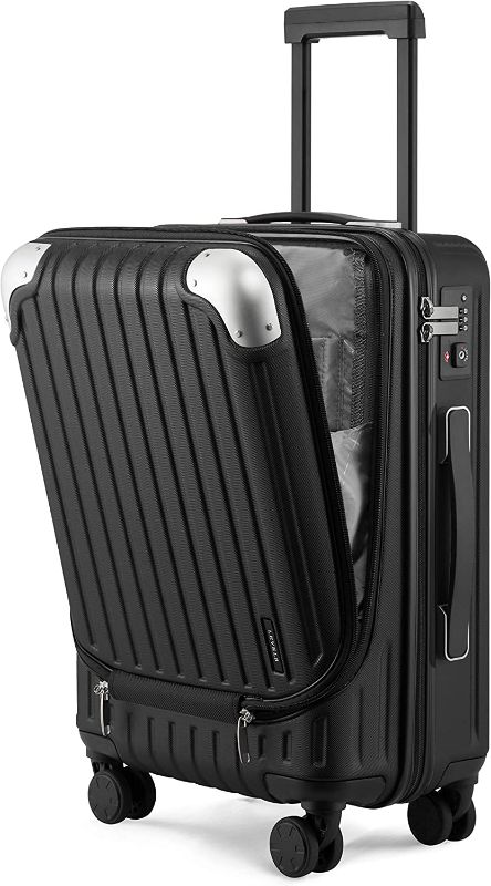 Photo 1 of LEVEL8 Grace Carry On Luggage, 20” Hardside Suitcase, ABS+PC Harshell Spinner Luggage with TSA Lock, Spinner Wheels - Black, 20-Inch Carry-On