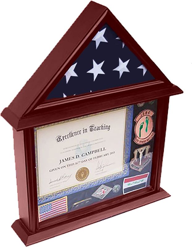 Photo 1 of DECOMIL - 3x5 Flag Display Case with Certificate and Document Holder Mango Finish