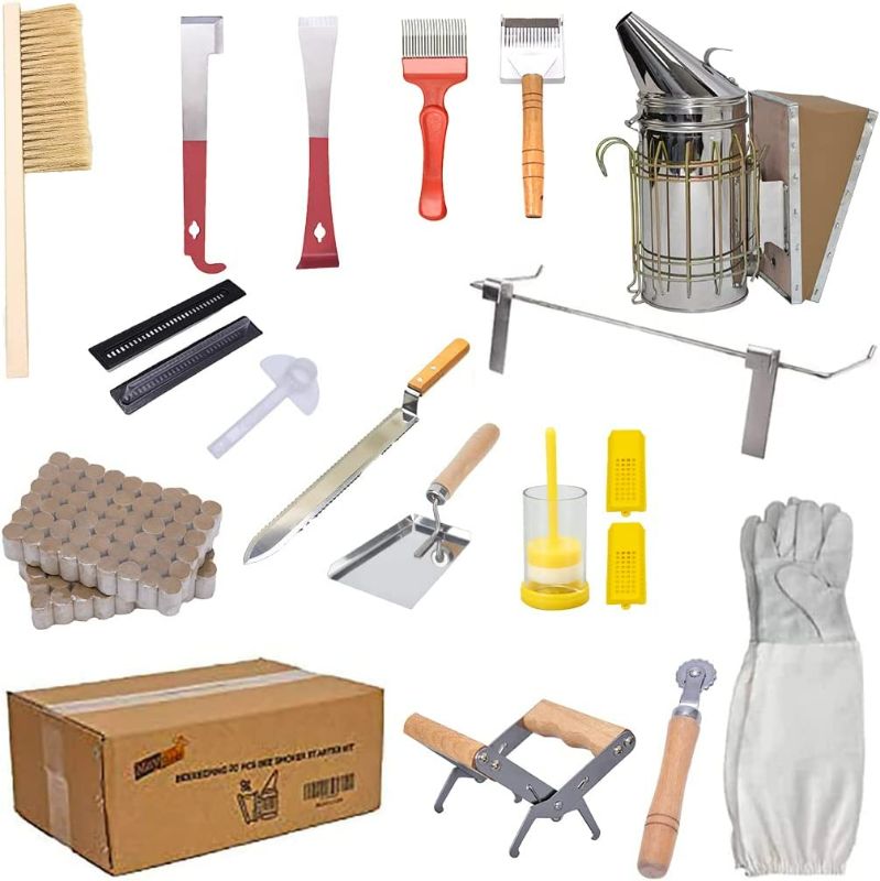 Photo 1 of Maybee Beekeeping Supplies Bee Keeper Starting Kit 20 Pcs Beekeeping Tool Kit Bee Smoker Kit,Bee Keeping Supplies-All Starter Kit