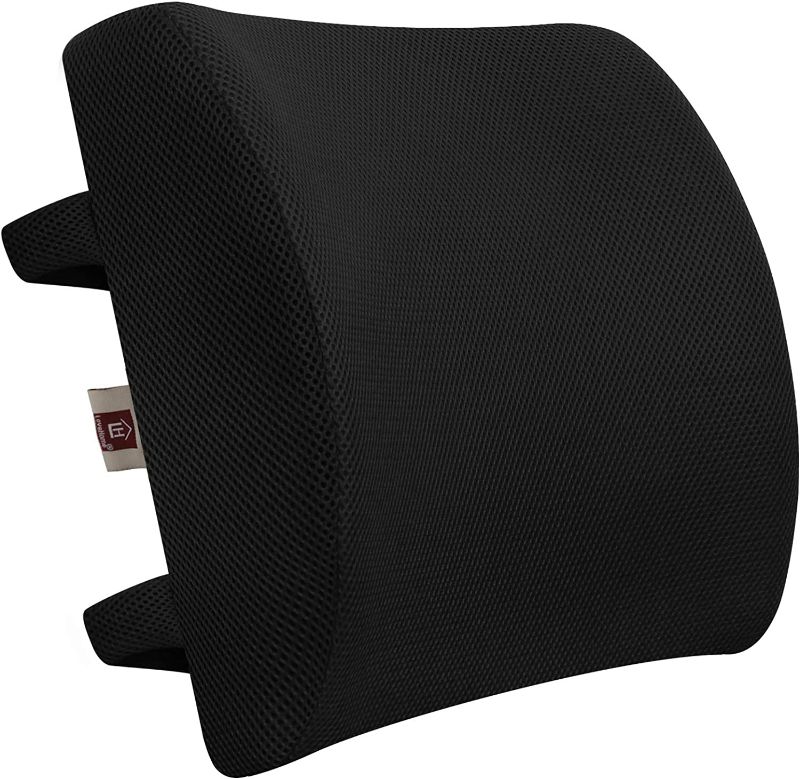 Photo 1 of LOVEHOME Lumbar Support Pillow for Chair and Car, Back Support for Office Chair Memory Foam Cushion with Mesh Cover for Back Pain Relief - Black