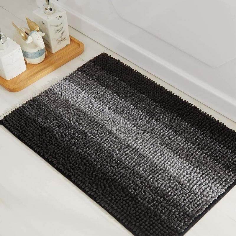 Photo 2 of SEE PHOTO FOR DESIGN ITS A LITTLE DIFFERENT THEN STOCK COSY HOMEER 24X60  Inch Bath Rugs Made of 100% Polyester Extra Soft and Non Slip Bathroom Mats Specialized in Machine Washable and Water Absorbent Shower Mat,Black