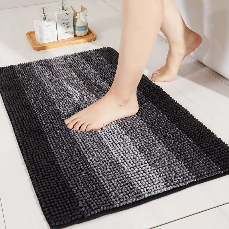 Photo 1 of SEE PHOTO FOR DESIGN ITS A LITTLE DIFFERENT THEN STOCK COSY HOMEER 24X60  Inch Bath Rugs Made of 100% Polyester Extra Soft and Non Slip Bathroom Mats Specialized in Machine Washable and Water Absorbent Shower Mat,Black