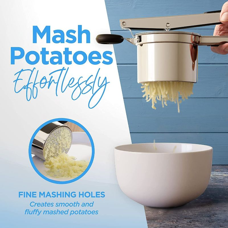 Photo 3 of PriorityChef Large 15oz Potato Ricer, Heavy Duty Stainless Steel Potato Masher and Ricer Kitchen Tool, Press and Mash Kitchen Gadget For Perfect Mashed Potatoes - Everytime