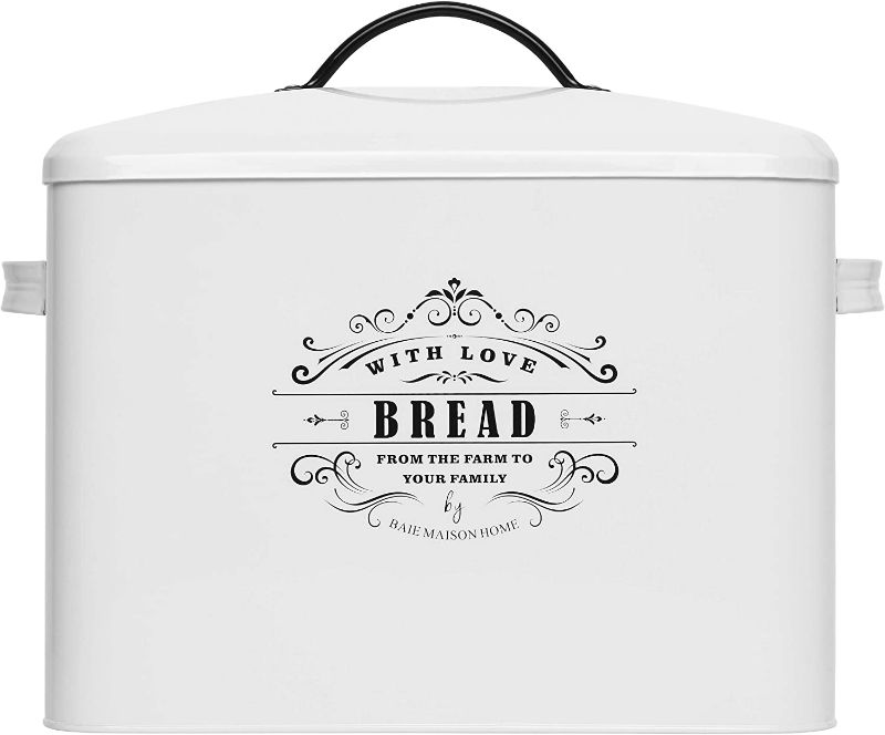 Photo 1 of GREEN WITHOUT WORDS SEE PHOTO Bread Box for Kitchen Countertop - Holds 2+ Loaves for All Your Bread Storage - Bread Container Counter Organizer to Suit Farmhouse Kitchen Decor, Vintage Kitchen, Rustic