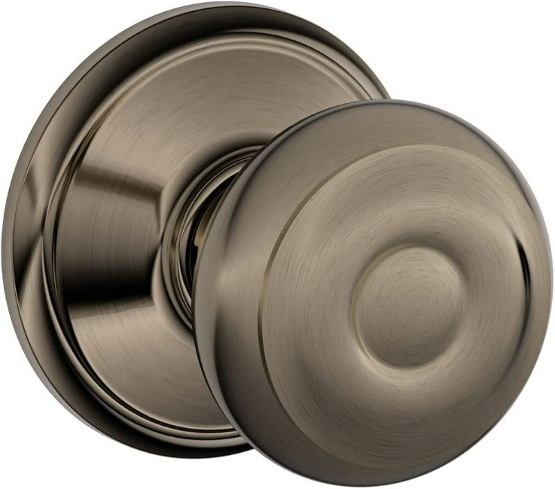 Photo 1 of Schlage F10 GEO 620 Georgian Door Knob, Hall & Closet Passage Lock, Antique Pewter