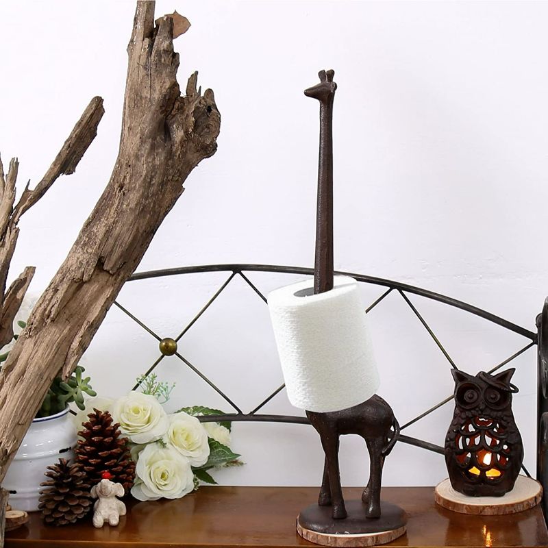 Photo 4 of Ogrmar Cast Iron Giraffe Paper Holder Decorative Bathroom Toilet Paper Holder Stand 3.25 X 17.5 X 4.25 Inches