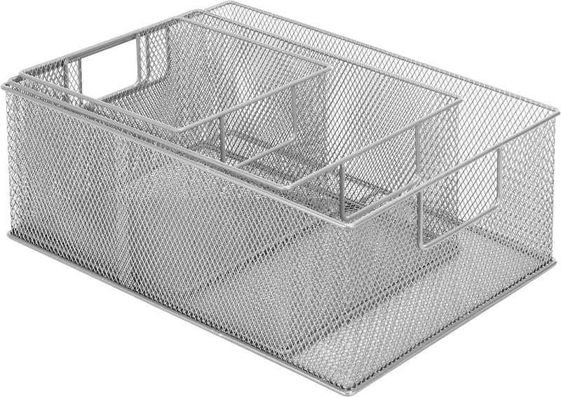 Photo 2 of MyGift Modern Silver Metal Wire Basket Pantry Storage Small Organizer Bins, 3-Piece Set