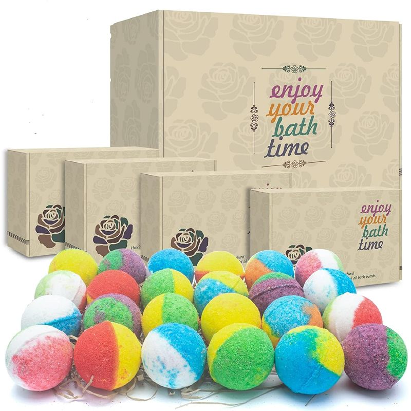 Photo 1 of INTEYE Bath Bombs Gift Set, 24 Handmade Fizzies Rich in Essential Oil, Moisturize Dry Skin, Gifts idea for Kids, Her/Him, Wife/Girlfriend, Birthday, Christmas, Mothers Day